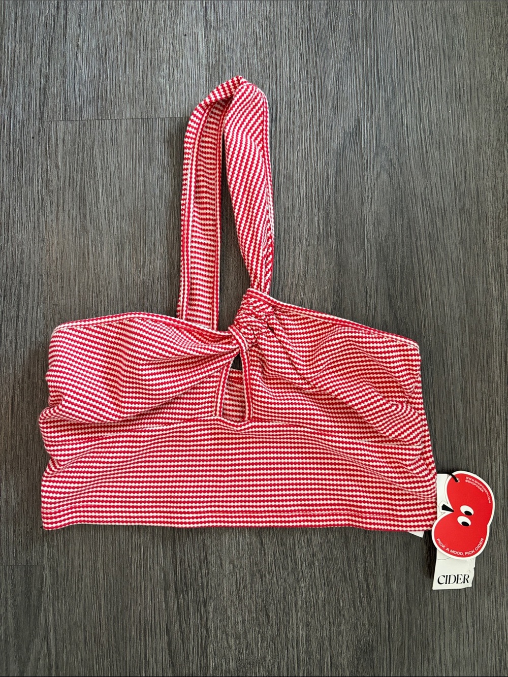 Cider Red and White Striped One-Shoulder Crop Top